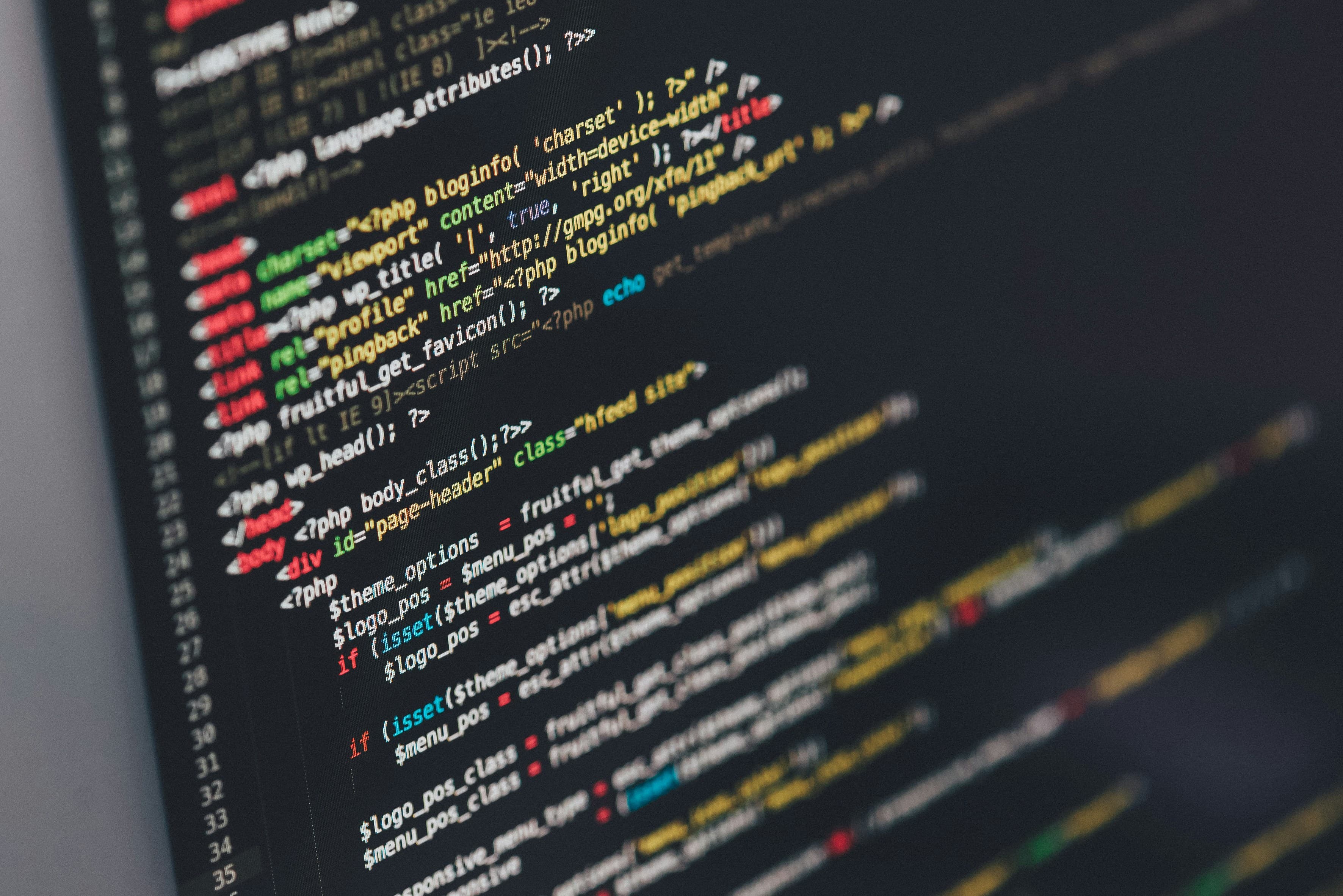 Code on screen