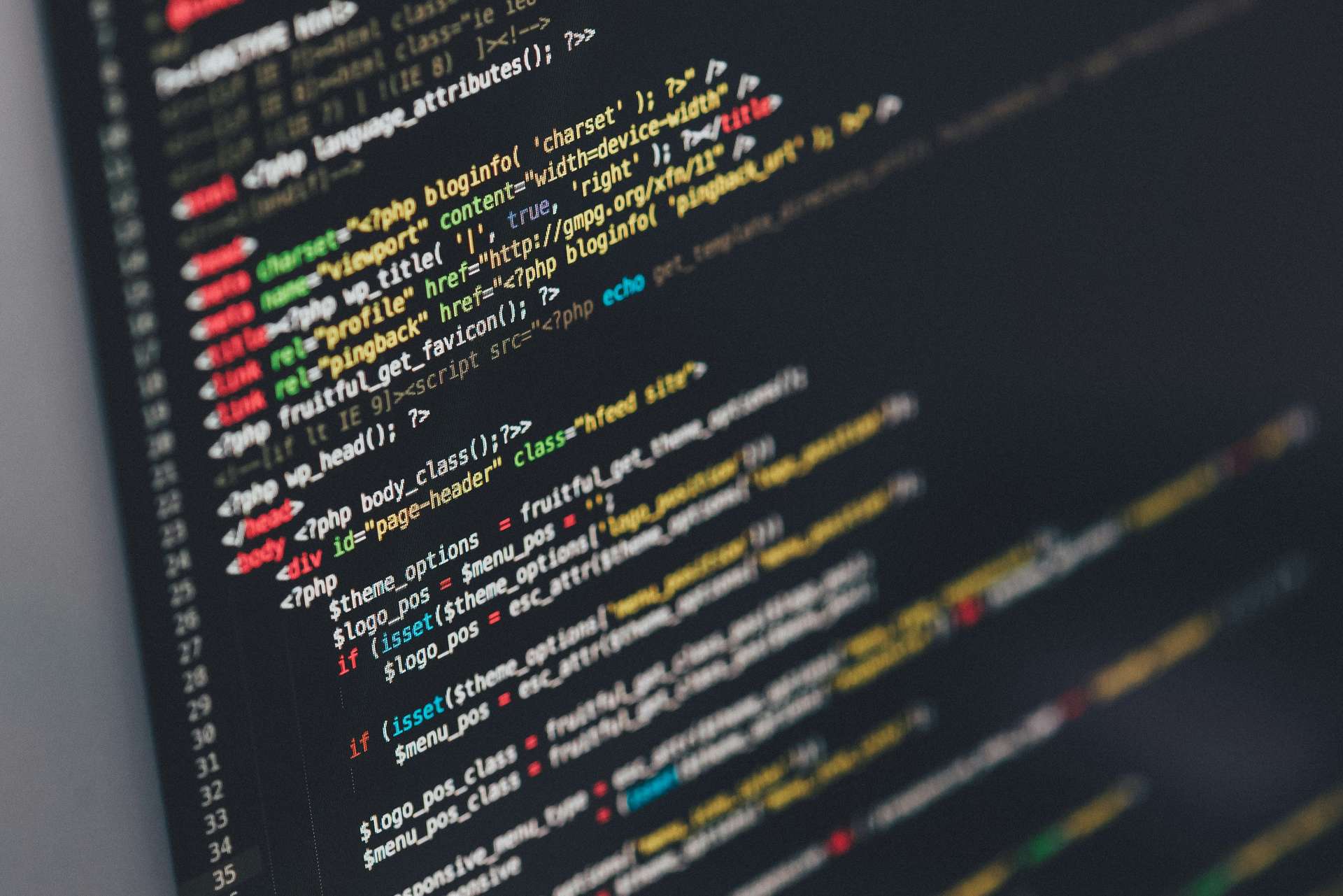 Code on screen
